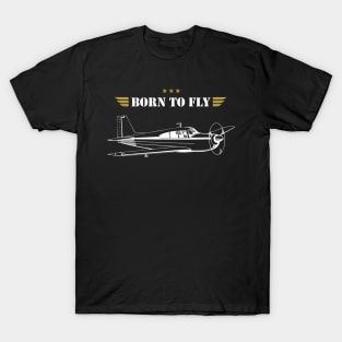 BORN TO FLY Plane Pilot - single airplane T-Shirt